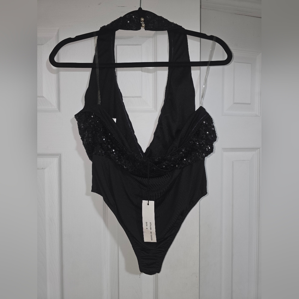 Shinestar NYE-Fit 💕 | Black Sequin Bodysuit 🔥 - Picture 2 of 4